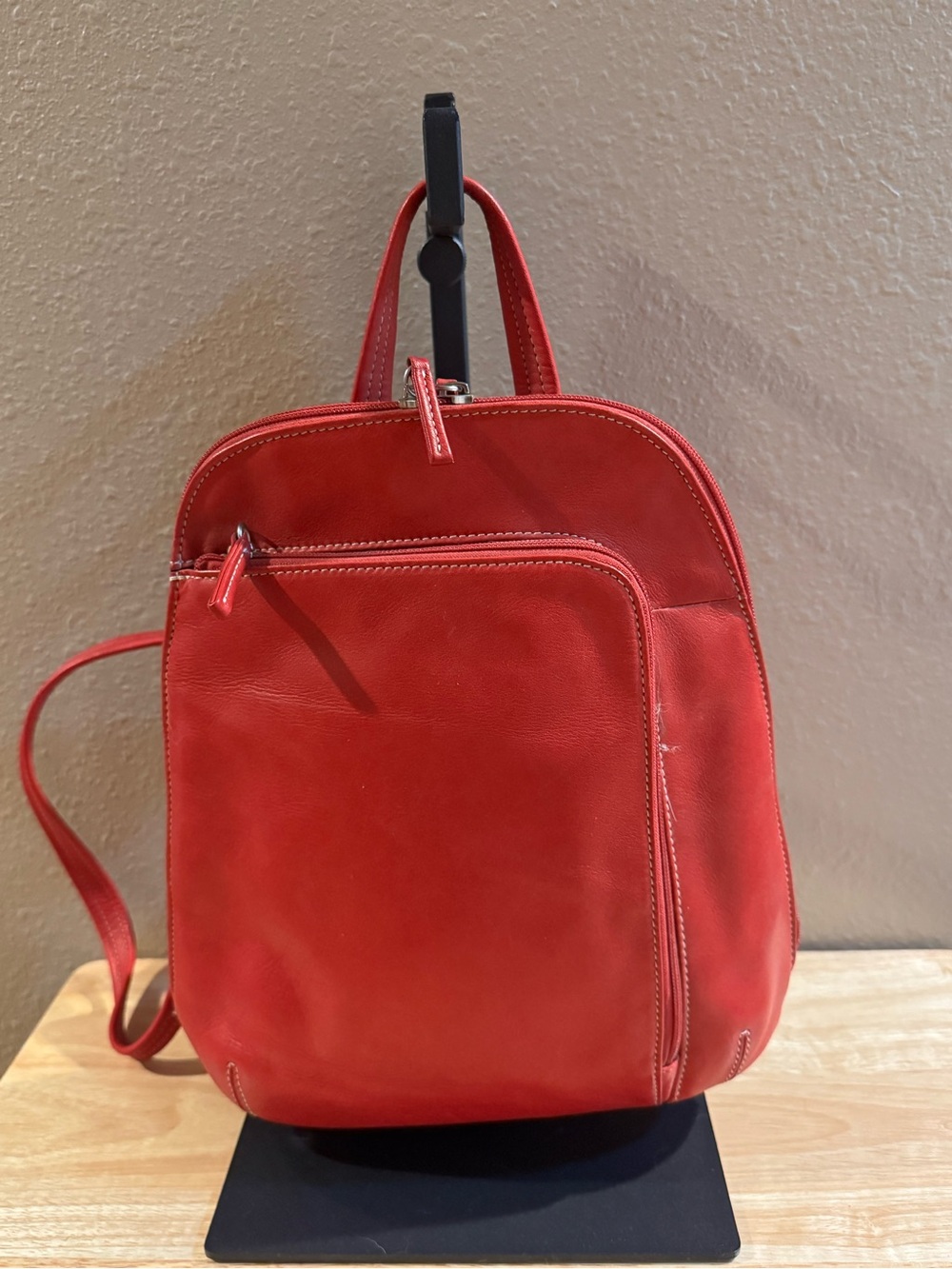 Tignanello Red Leather Backpack